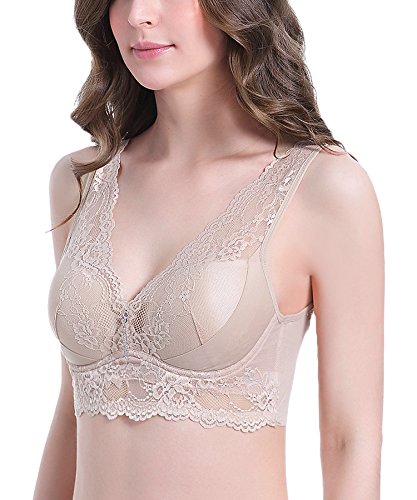 Intimate Portal Blossom Padded Wireless Bra Plunge Wire Free Bra Sleep Non-Wired Bra