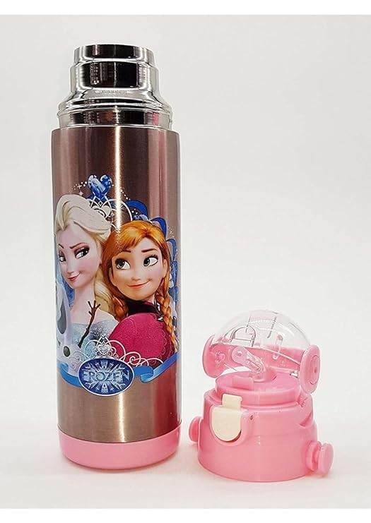 Image of 3D Cartoon Printed Double Layer Stainless Steel Sipper| Water Bottle for Boys & Girls| School, College & Tuition Drinkinware Cups for Children & Adult (Frozzen 2)