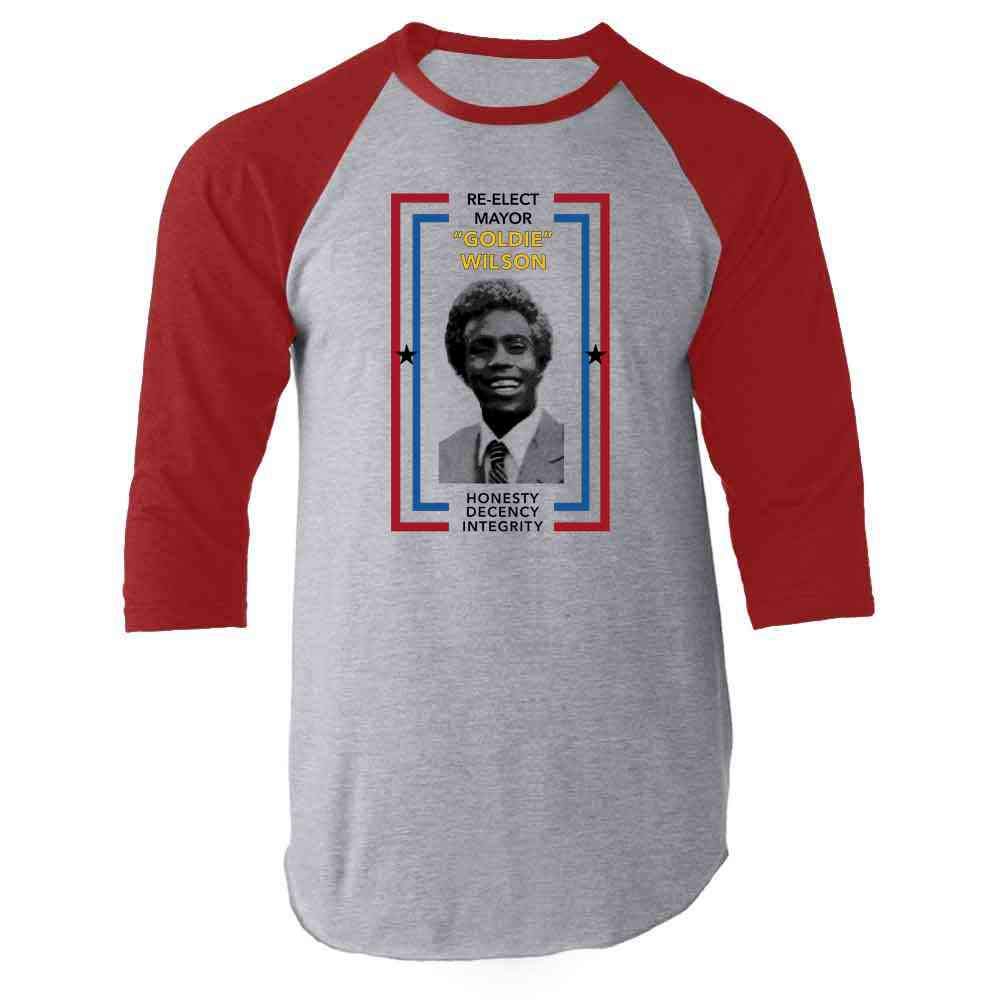 Pop Threads Re-Elect Mayor Goldie Wilson Campaign Retro 80s Graphic Tee T-Shirt for Men