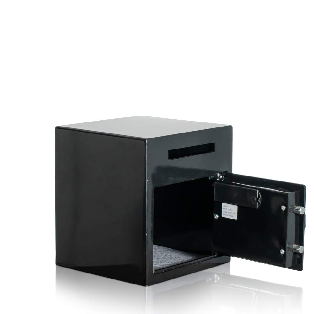 Einwurftresor | Tresor für Bar, Kneipe, Lounge | Elektronik Schloss | Hochglanz Schwarz