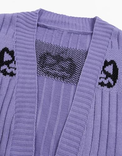 Image of Alsol Lamesa Women's Long Sleeve Cute Cardigan Sweaters V Neck Open Front Ribbed Knit Heart Sweater Coat