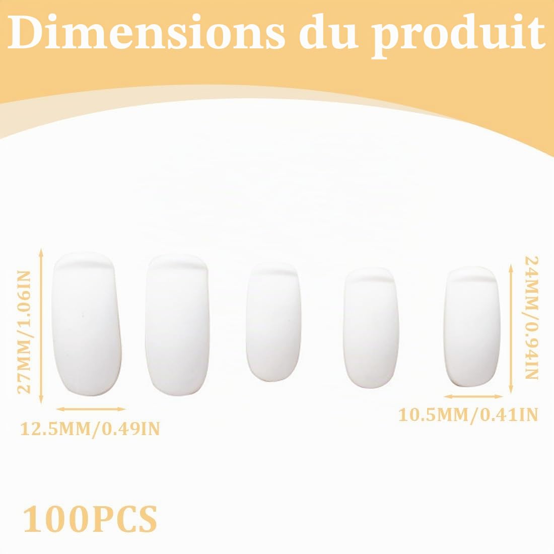100 mains artificielles pour la pose d'ongles, ongles interchangeables pour la pose d'ongles, set de doigts professionnels pour l'art de l'ongle, blanc