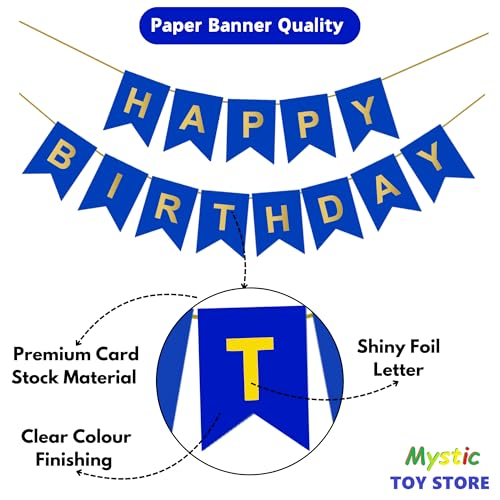 Image of 45th Happy Birthday Decoration Kit Dark Blue for 45 year Old Boys Girls Women with Number Forty-five Party Decorations Decor Celebration Items Item Set Combo Reusable Paper Banner