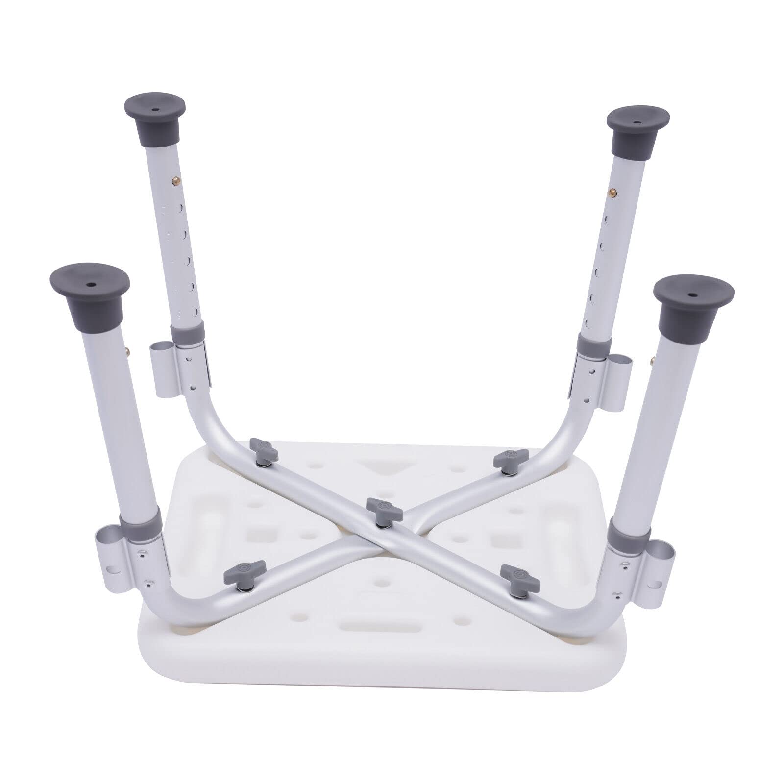 Taburete de Baño/Silla de Ducha para Personas Mayores, Altura Ajustable 37-49cm, Antideslizante, Reposabrazos, Asiento Adulto HDPE, Banco Baño Seguro, 150kg, Banqueta Ducha Ancianos y Discapacitados