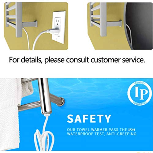 Toallero eléctrico blanco de pared con enchufe y cableado para secar ropa en baño 4