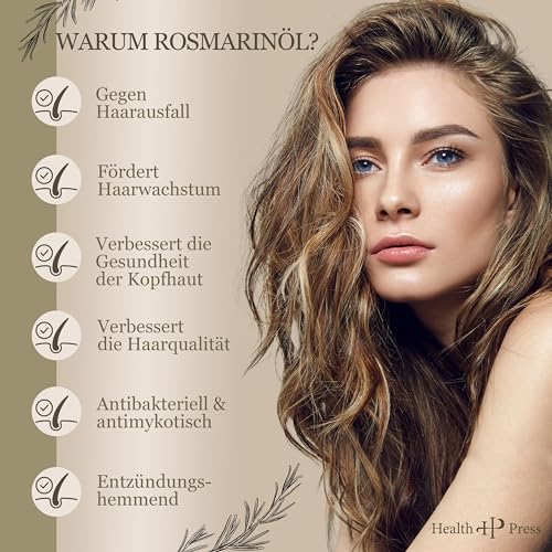 Health Press Rosmarinöl 60ml – Haar-& Hautpflege – Rosmarin Öl für Haarwachstum – Rosmarinöl Haare & Kopfhaut – Haaröl bei Haarausfall – Rosemary Oil for Hair – Hair Growth Oil – Natürliche Pflege – Bild 3