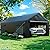 AirWire Carport 12' x 20' Heavy Duty Portable Garage, Carport Canopy with Side-Opening Door & Roll-Up Windows, Car Canopy Reinforced Four-Hole Base for Car, Truck, Boat, Party, Black