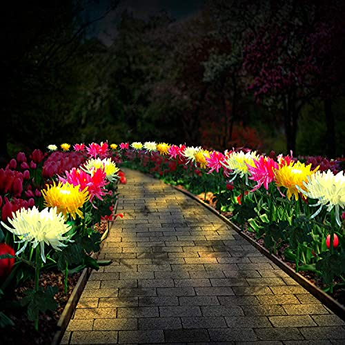 Kordain Outdoor Solar Garden Stake Lights, 3 Pack Solar Chrysanthemum Flower Lights, Waterproof Led Solar Decorative Powered Lights For Garden Pathway Walkway Lawn Yard Cemetery (Yellow, Red, White) #TOP2