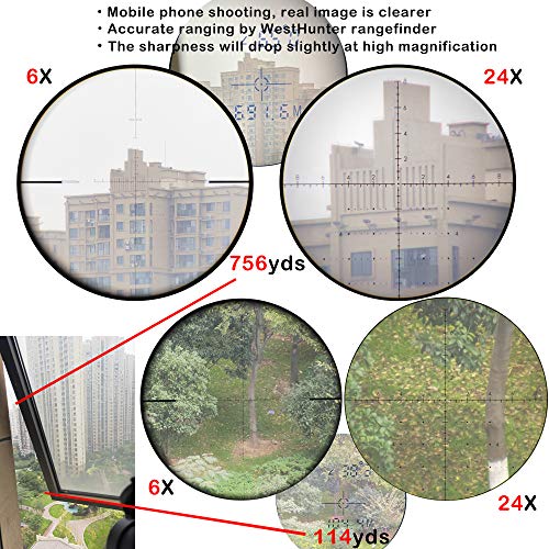 WestHunter Optics HD 6-24X50 FFP Hunting Rifle Scope, 30mm Tube First Focal Plane Riflescope, Tactical Precision Long Range Shooting Scope, with Picatinny Mount - Thumbnail 3