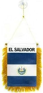 AZ FLAG El Salvador Mini Banner 6'' x 4'' - Salavadorian Pennant 15 x 10 cm - Mini Banners 4x6 inch Suction Cup Hanger