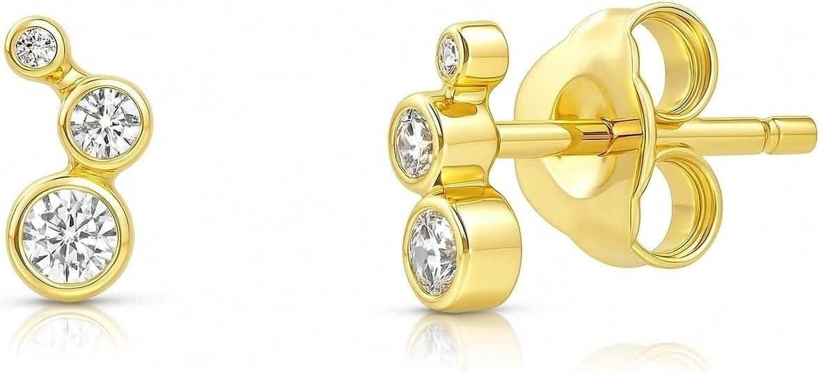 BERRICLE Sterling Silver CZ Helix Cartilage Stud Earrings for Women, Cubic Zirconia - Bar, Bubble, Crescent Moon, Flower, Leaf, Rose Flower, Graduated Designs