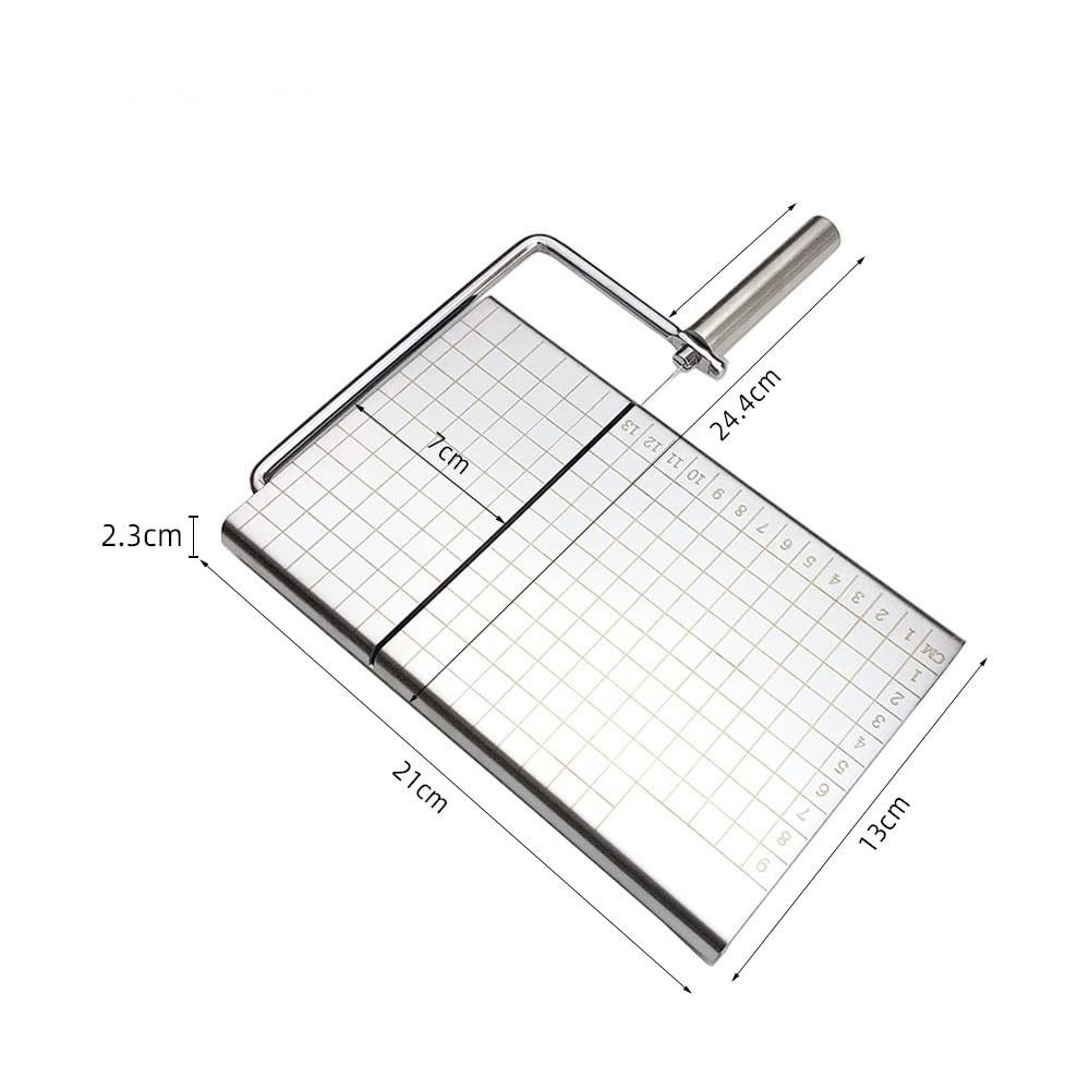 XIAOHONG Cheese Slicer With 5 Replacement Wires Inside, Stainless Steel Wire Butter Cutter Kitchen Cheese Butter Food Slicer, Bread slicer Shredder - Vegetable Slicer - Butter Cutting Serving Board