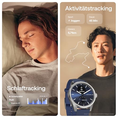 Withings ScanWatch 2 - Gesundheits-Smartwatch für Damen und Herren, EKG, SpO2, Temperatur, Schlaf-Tracker, Atemgesundheit, wasserdicht, Akku 30 Tage, Android und iOS, Blue, 42mm