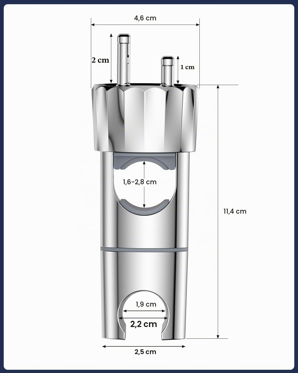 YEAUPE Supporto di Ricambio per Soffione Doccia - Universale Supporto Doccia Regolabile con 2 ganci per asta doccia da 16-28 mm, Porta Doccino, Porta Doccino per Doccia in ABS, Cromato