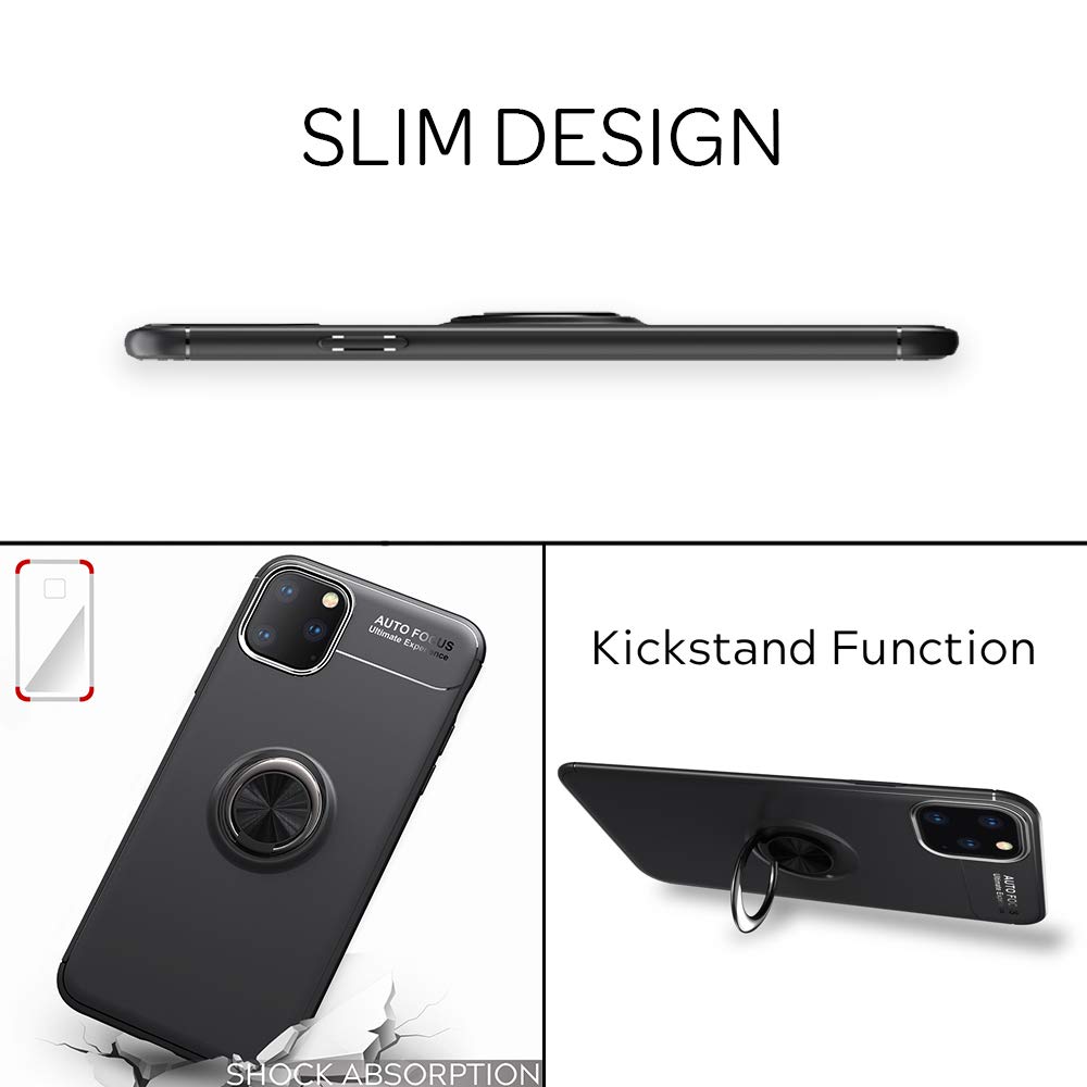 NALIA Custodia Anello per iPhone X/XS - Stand 360° & per Supporto Magnetico - GRIP360 (Cover Silicone Opaca) - Marchio Tedesco, Colore:Nero
