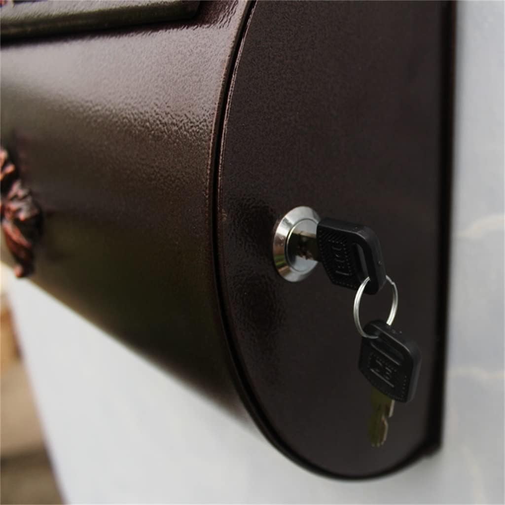 HBJWOV European Cylinder Iron Wall Mounted Mailbox Garden Decor Antique Copper Outdoor Magazine