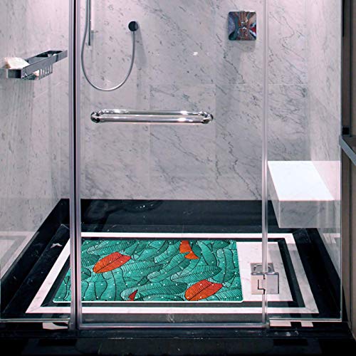 Tapis de bain antidérapant PVC feuilles de palmier douche hôtel