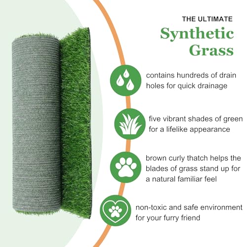 Image of Porch Potty Stabdard Artificial Grass Potty Pads for Dogs, 4x2 Ft | Reusable Artificial Grass with Mesh Backing, Washable Design, Quick Absorb and Instant Drainage best for Dog Potty Training