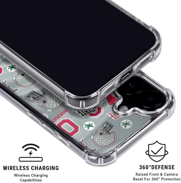 Skinit Clear Phone Case Compatible with iPhone 17 - Officially Licensed Ohio State University Pattern Design