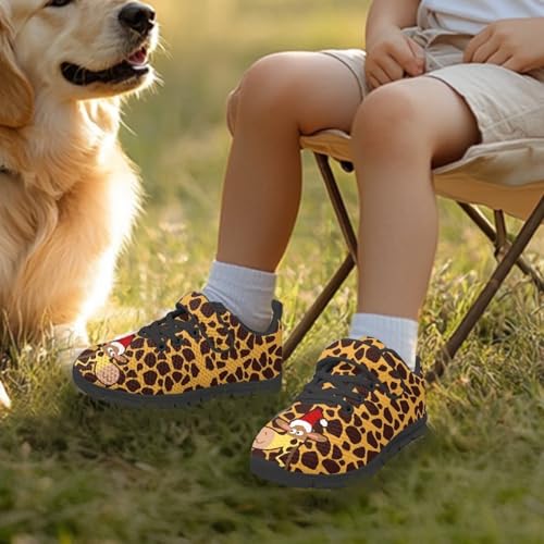 Little Kid Boys Girls Tennis Shoes Kids Slip on Running Sneakers Wide Casual Barefoot Shoes Giraffe Pattern3