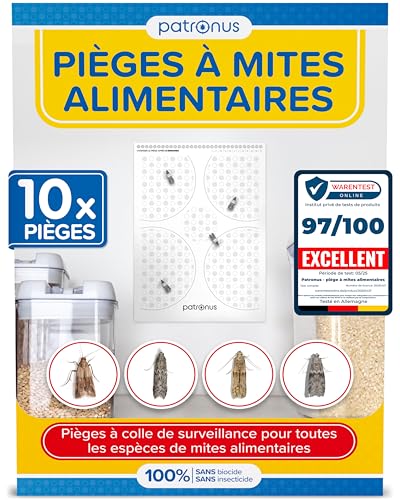 Piège à Mites Alimentaires [10 pièces Pack avantageux] - Contre Les Mites Alimentaires avec Un Effet d'attraction Maximal - Piège à phéromones avec Colle Haute Performance pour détecter l'infestation