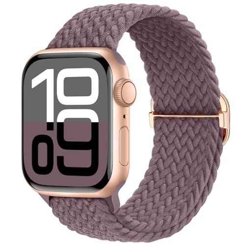 Image of Braided Stretchy Band Compatible with Apple Watch 40mm 41mm 42mm 38mm 44mm 45mm 46mm 49mm Women Men, Breathable Adjustable Nylon Sport Solo Loop Strap for iWatch Series 11 10 9 8 7 6 5 4 3 SE /Ultra 2