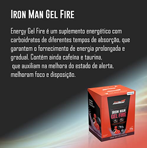 Iron Man Gel Fire - Caixa 10 Sachês 30G Açaí com Guaraná - New Millen