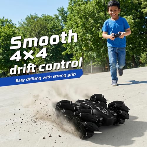 Image of Lifelong Remote Control Drift Car Black | 4x4 Stunt with Rechargeable Battery | Double-Sided High Speed 360 Rotating Flip Action | Shockproof & BIS Approved for Kids 3-12 Yrs (LLCRCDC03)