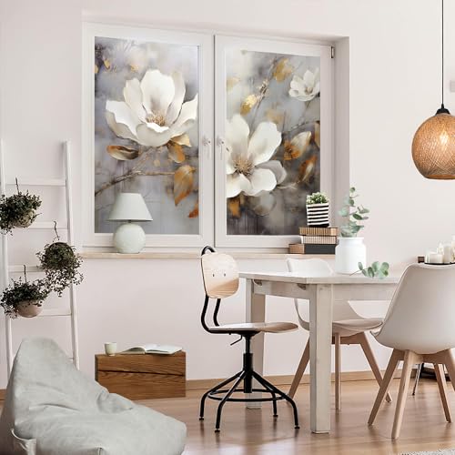 Vinilo Decorativo para Ventana Retro Flores Blancas 17.7x23.6 pulg x2 piezas miniatura 5