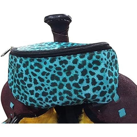 Showman Teal Cheetah Print Insulated Nylon Saddle Pouch Cover