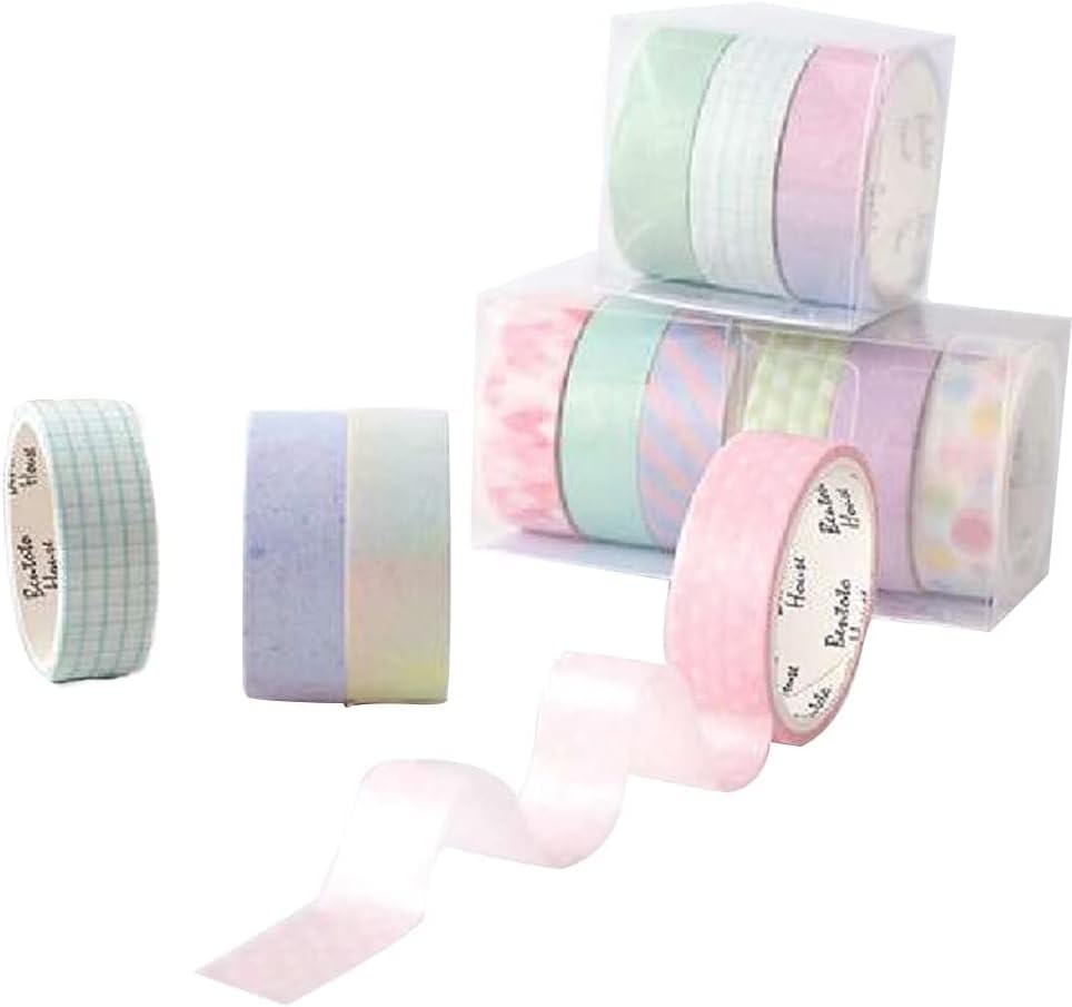 5Pcs Random Color Decorative Masking Tape Cute Little Fresh Simple Set Decorative Stickers Cost-Effective Beautiful for Gift Wrapping,Card Making,Decor,DIY Projects Arts and Crafts Tape,Craft Supplies