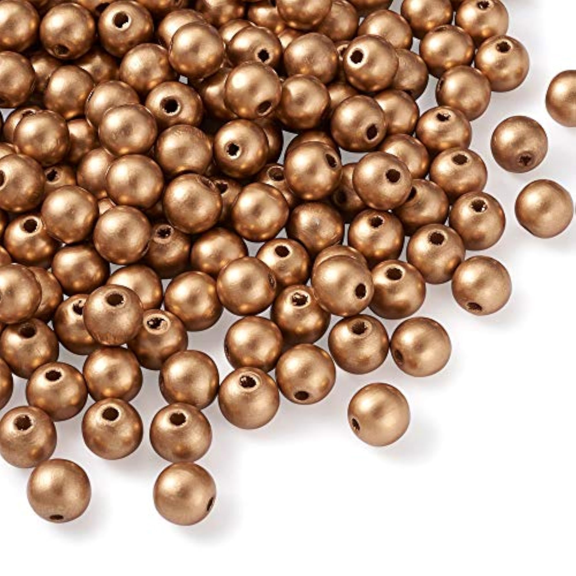 500pcs 12mm Gold Round Wooden Beads for DIY Craft