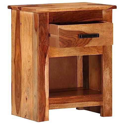 ULUYYUC Mesita de noche de madera maciza, 40 x 30 x 50 cm, armario auxiliar compacto con cajón, rústico, moderno, estable, dormitorio, salón, pasillo