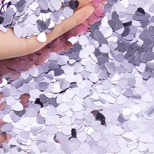 Jocomoni 1500pcs/50g Valentines Day Hearts Confetti Decorations, Purple Metallic Foil Heart Table Confetti Glitter Heart Sequins for Valentine\'s Day Wedding Birthday Party Home Decoration