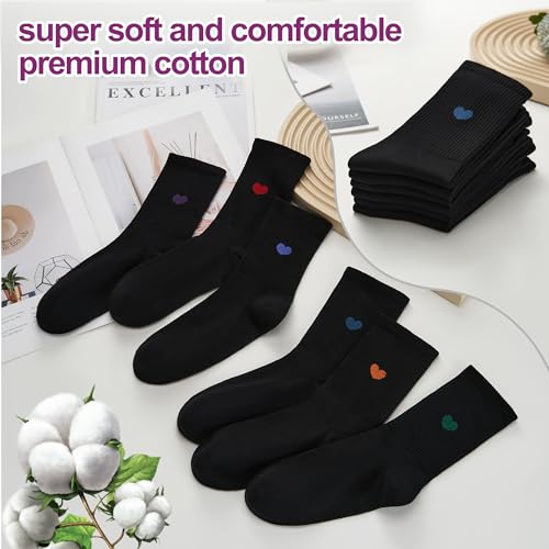 Image of inhees Women's Cotton Crew Socks - 6Pairs Above Ankle Fun Cute Heart Bootie Dress Socks - Gifts for Mother /Her