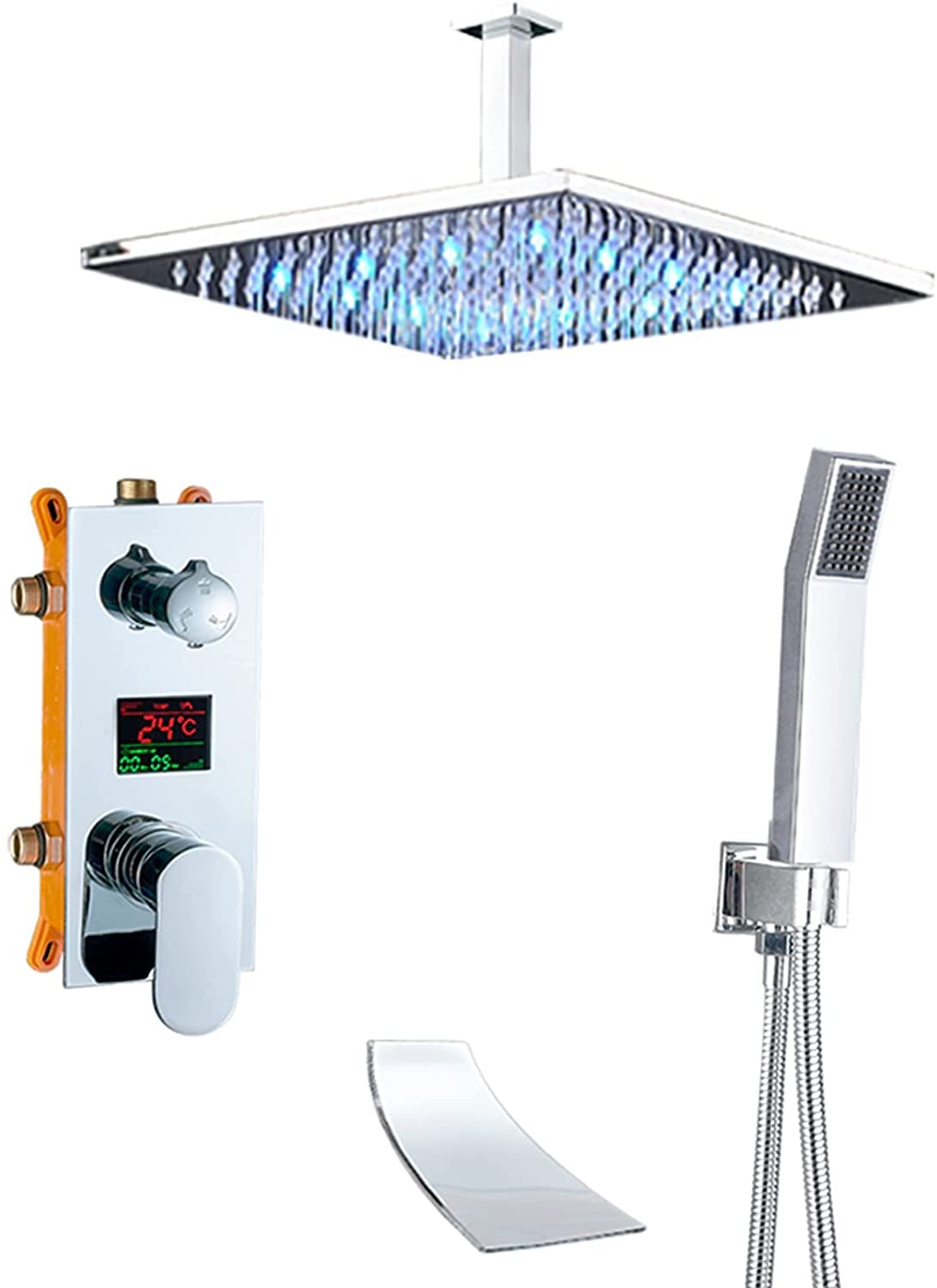 Mitigeur de douche avec affichage de température et ciel de pluie LED lumineux