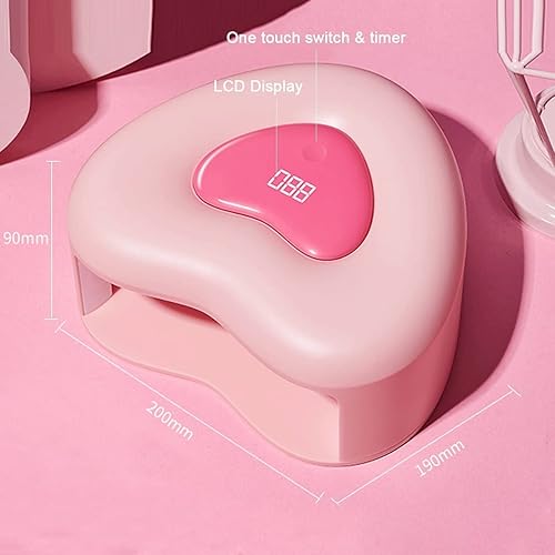 Miniatura 3 de Lámpara de uñas LED UV de 120 W, esmalte de uñas de gel rosa en forma de corazón, luz LED UV con 3 temporizadores, lámpara de gel profesional para