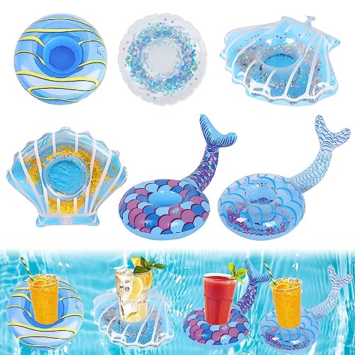 Posavasos Piscina, Saijer Portavasos Inflable Soporte Inflable para Bebidas Flotador...