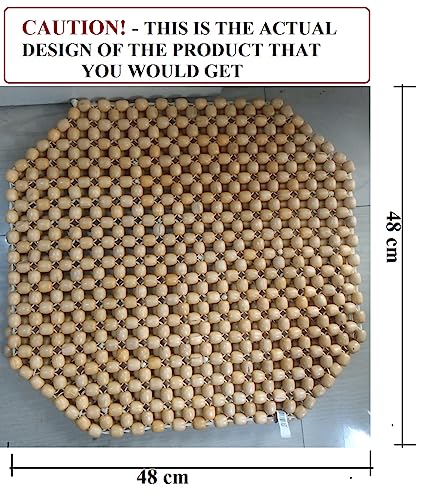 Image of Q1 Beads Wooden Beads Mbeige Bead Seat Wooden Cushion Cover Pad For Acupressure Sitting Suitable For Car,Suv, Office Chair (Beige, 1 Pc.)