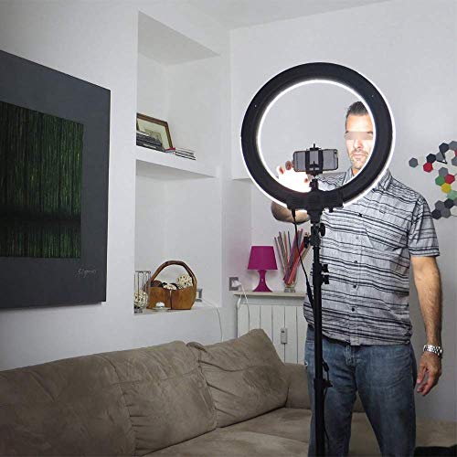 LXDDP 18-Zoll-LED-Ringlicht, 55W 240-LED-Ringlicht 5500K Fotografie, mit Spiegel und Stativständer, für Videoaufnahmen… – Bild 3