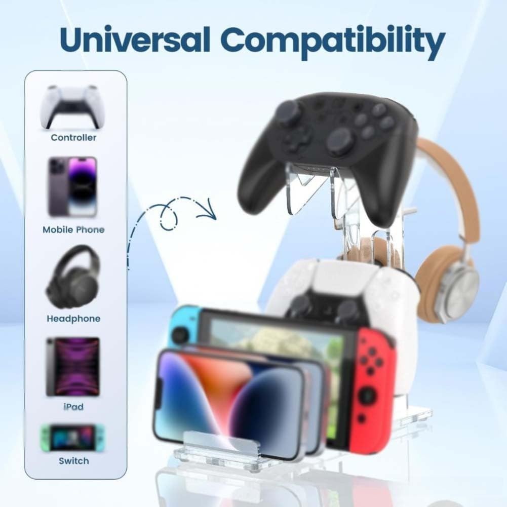 Console di gioco 8 in 1 in acrilico per PS5 Xbox Switch, supporto trasparente per controller, cuffie e tablet, perfetto per configurazioni di gioco nizzate