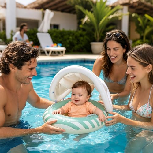 Asiento de natación para niños con techo inflable protector de piscina 2