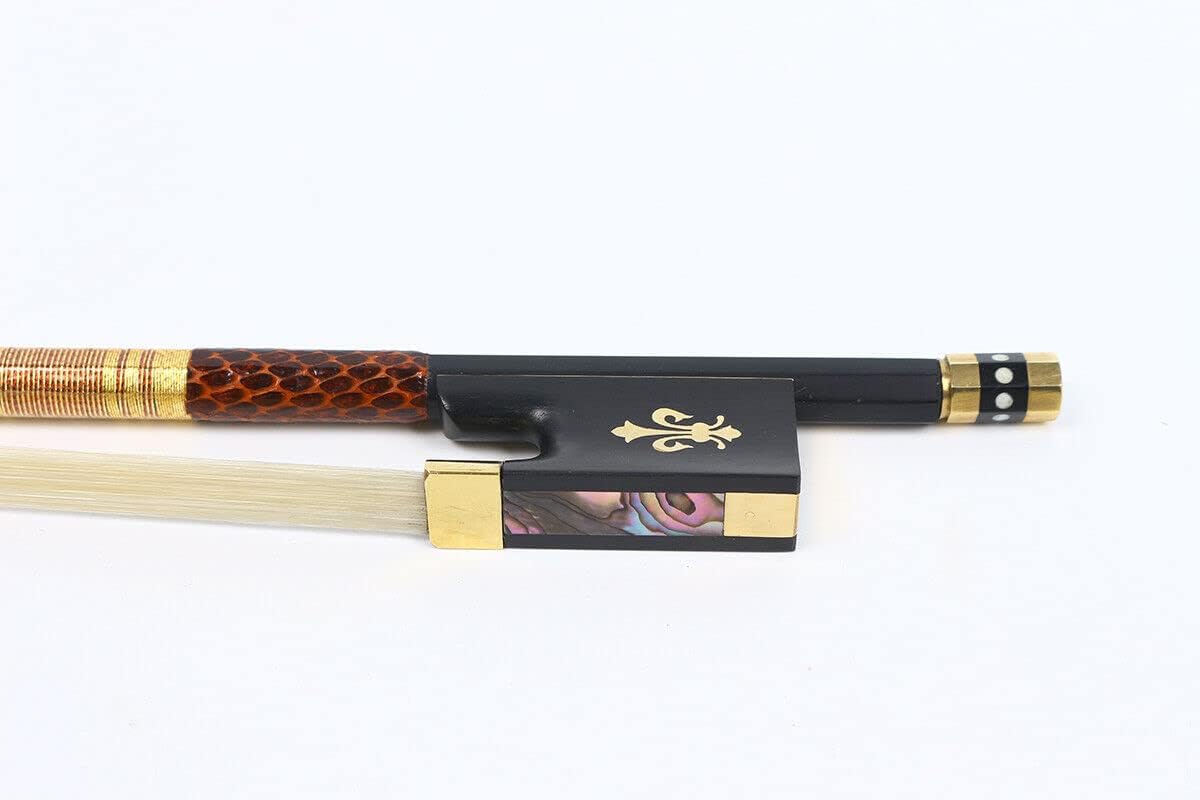New violin bow 4/4 Full size violin bow Carbon fiber Stick Ebony Frog Natural Bow Hair Flower Inlay (Style1)