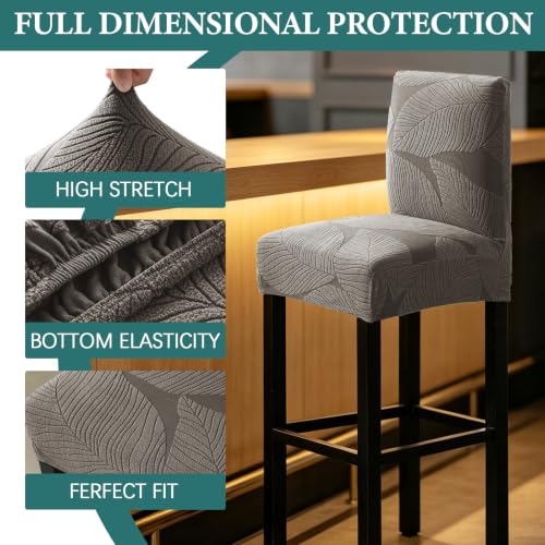 Image of HAOYONG Bar Stool Covers, Stretch Counter Stool Pub Chair Slipcover Washable Counter Height Chair Covers for Kitchen Dining Room Cafe Set of 2 (Coffee)