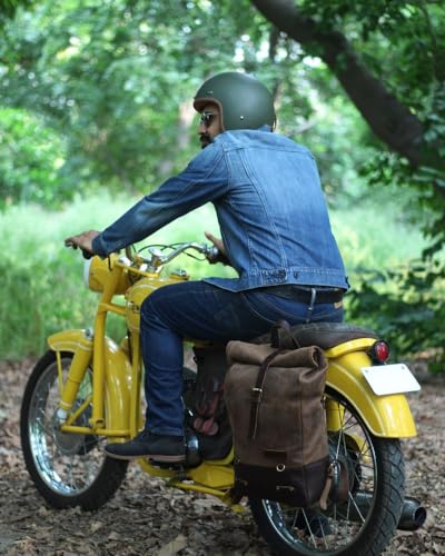 Trip Machine Company Leather Motorcycle Backpack Pannier, Dark Brown - Image 4