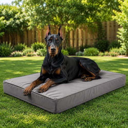 WNPETHOME Outdoor Dog Bed Waterproof, Large Outdoor Dog Bed for Large Sized Dog, Outdoor Indoor Dog Bed with Removable Washable Cover, Egg Crate Foam Dog Crate Mat, Durable Waterproof Dog Be