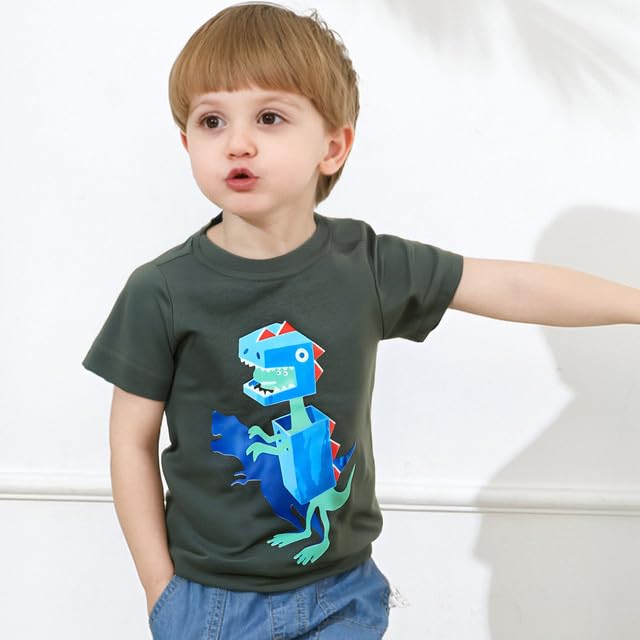Image of DEEKEY Toddler Boys Shirts Short-Sleeve Little Kids t Shirts Boys' Tops, Tees & Shirts Graphic TEE Age for 2-7 Years 4-Pack