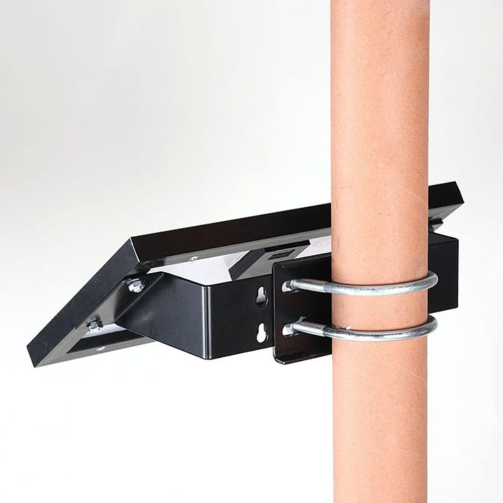 Staffa di montaggio per pannello solare regolabile per parete o palo, inclinazione di 35° per pannelli da 3 W-15 W, adatta per pali da 60-90 mm e fino a 440 mm di larghezza, acciaio nero