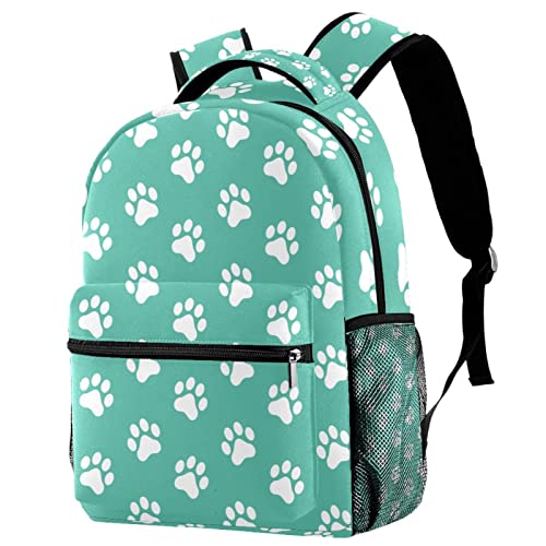 Sac à dos de voyage vert avec motif pattes de chat et porte-bouteille campus