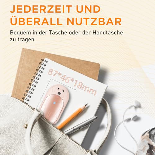 Lepwings Handwärmer Elektrisch, 2er-Pack, 6000 mAh Taschenwärmer Wiederverwendbar mit 3 Modi, 20 Stunden Lang Anhaltende Wärme… – Ansicht 8